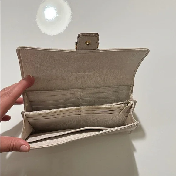 Michael Kors Beige Leather Wallet with Buckle - Picture 11 of 16